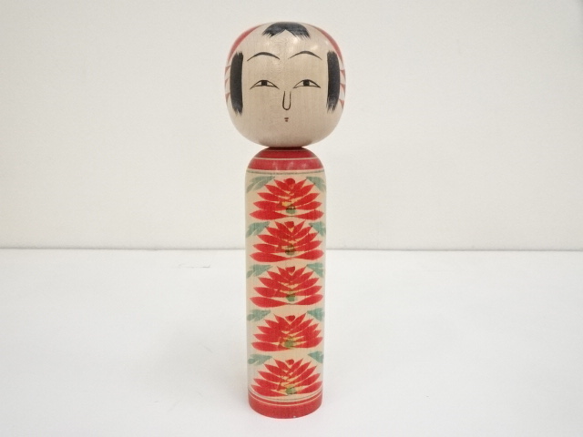JAPANESE FOLK CRAFT / WOODEN KOKESHI DOLL / 24.6cm / SIGNED ARTISAN WORK